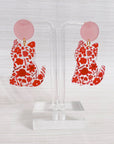 Garden Party Floral Cat Earrings