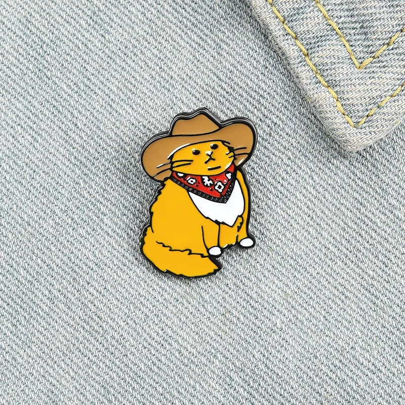 "Howdy Pawtner" Cowboy Cat Pin
