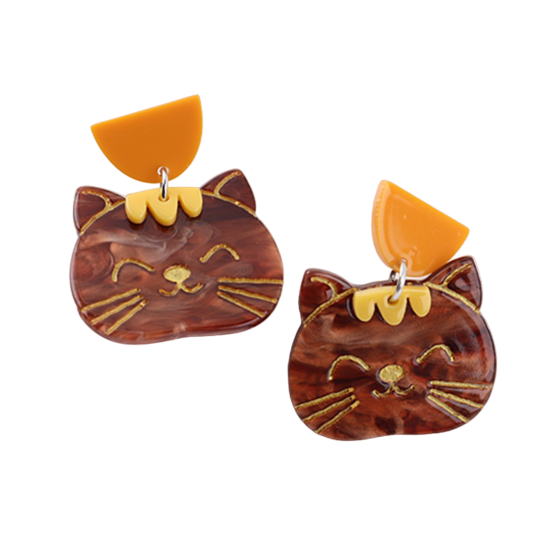 Happy Go Lucky Cat Face Earrings