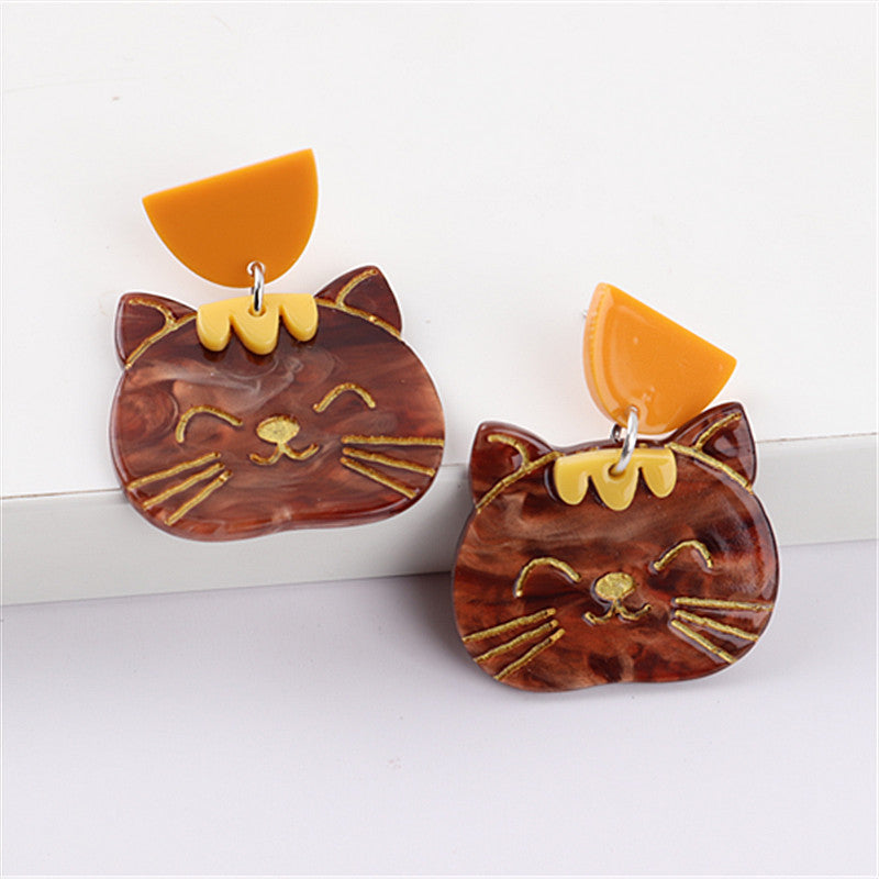 Happy Go Lucky Cat Face Earrings