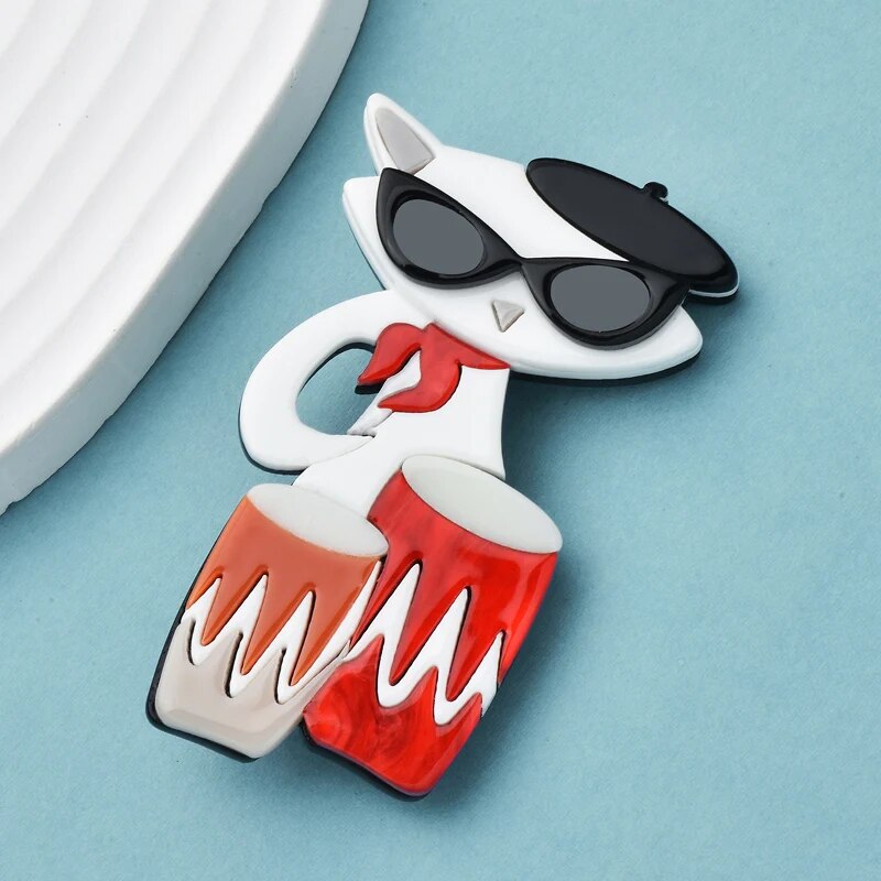 Beatnik Kitty Brooch