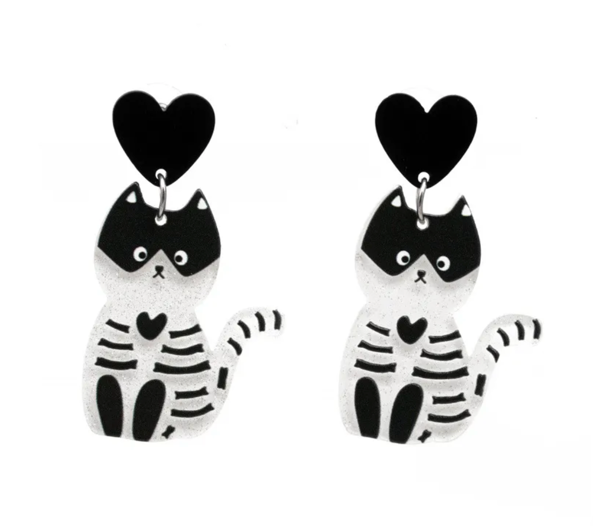 Bad To The Bone Kitty Cat Earrings