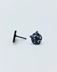 Black tiger stud earrings made from stainless steel.