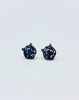 Black tiger stud earrings made from stainless steel.