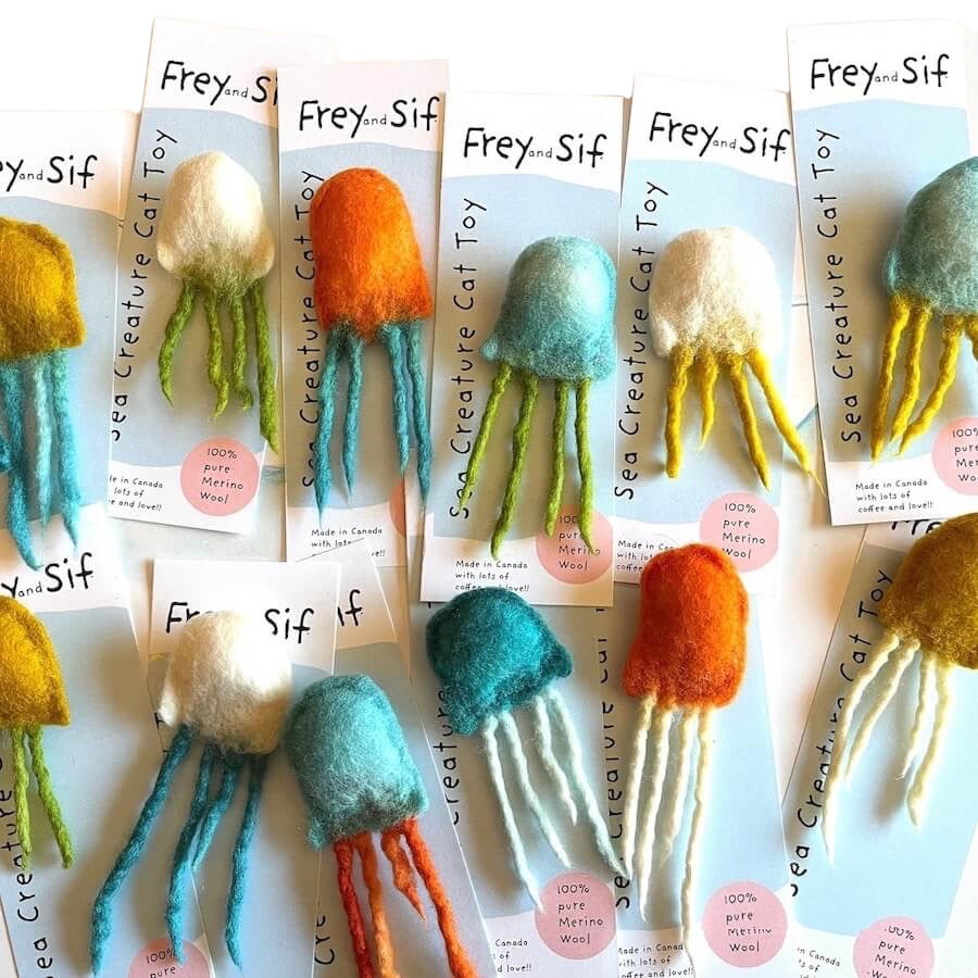 Sea Creature Felted Merino Wool Cat Toy