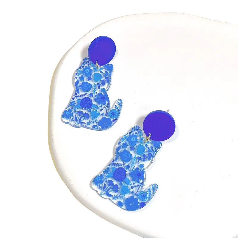 Garden Party Floral Cat Earrings