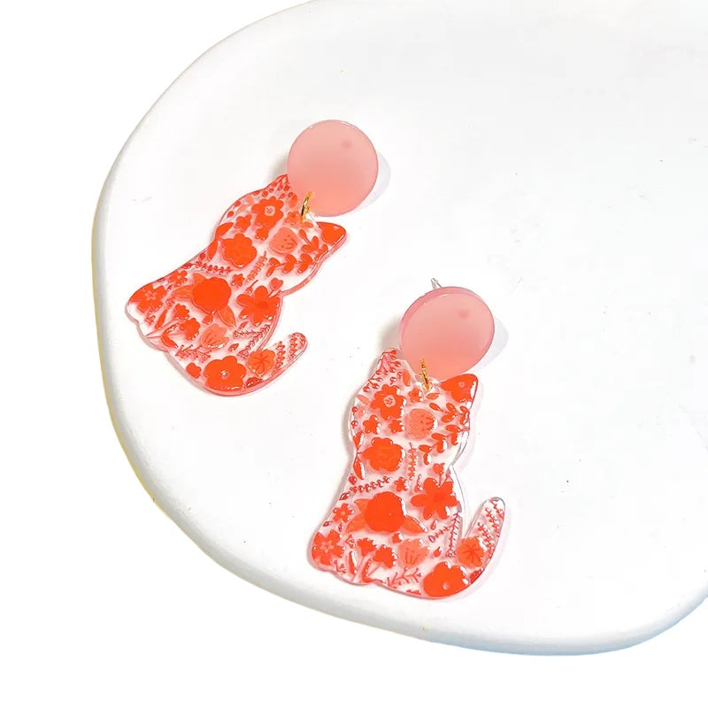 Garden Party Floral Cat Earrings