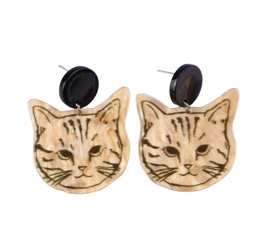 Ready For My Close Up Cat Face Earrings