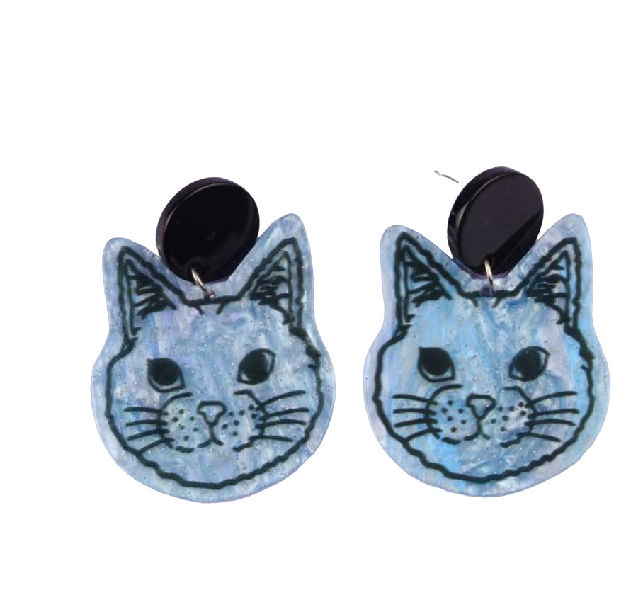 Ready For My Close Up Cat Face Earrings