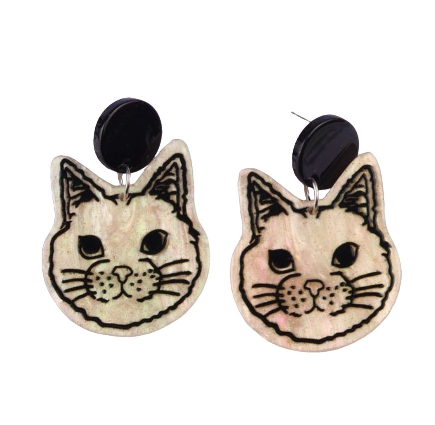 Ready For My Close Up Cat Face Earrings