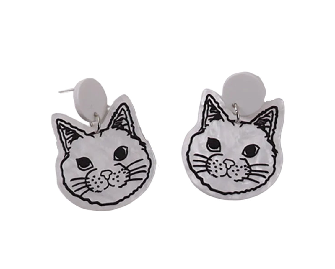 Ready For My Close Up Cat Face Earrings