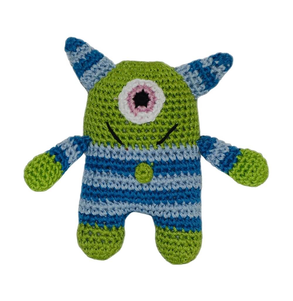 monsters inc dog toy Knit Knacks "Monstee the Monster" Organic Cotton Dog Toy – It Started With a Kitten