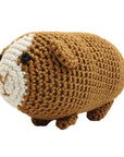Knit Knacks "Goober the Guinea Pig" handmade organic cotton dog toy. Light brown guinea pig with a tan face.