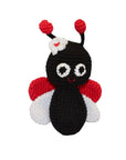 Knit Knacks "Lulu the Ladybug" organic cotton handmade dog toy. Anthropomorphic ladybug with a flower on her head and a smiling expression.