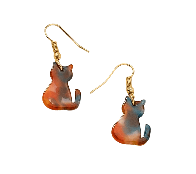 Marbled Cat Earrings