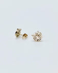 Metallic tiger stud earrings in a rose gold hue made from stainless steel.
