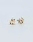 Metallic tiger stud earrings in a rose gold hue made from stainless steel.