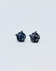 Black tiger stud earrings made from stainless steel. 