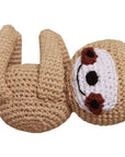 Knit Knacks "Fraggles the Funny Baby Sloth" organic cotton handmade dog toy. Tan colored sloth with a sweet, smiling face.