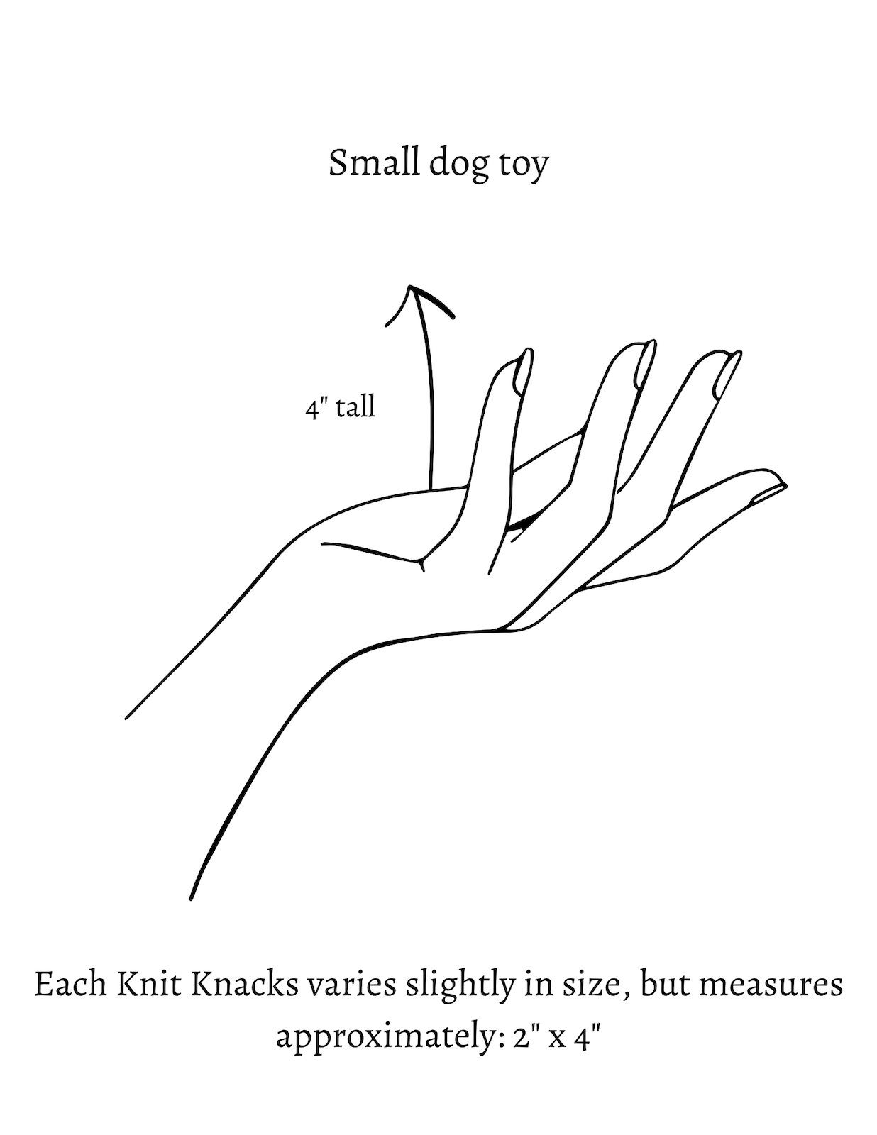 Knit Knacks size comparison chart. Each one varies slightly in size, but measures approximately 2&quot;x4&quot;.