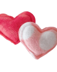 Fleece heart cat toys filled with organic catnip.