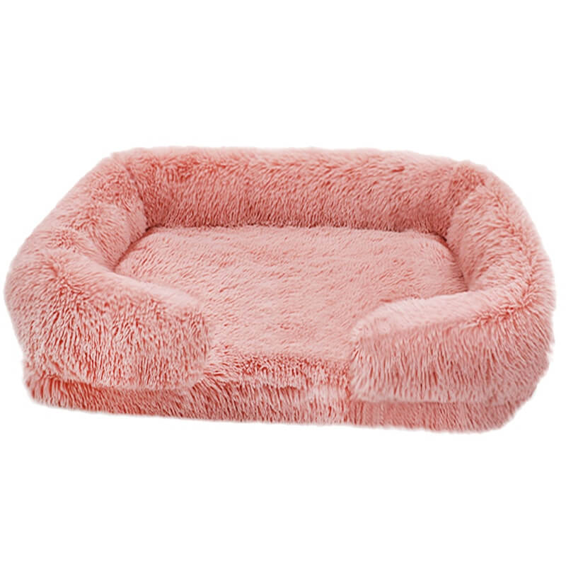 Plush blush daydreamer deep sleeper cat/dog bed with padded foam interior.