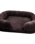 Plush brown daydreamer deep sleeper cat/dog bed with padded foam interior.