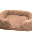 Plush caramel daydreamer deep sleeper cat/dog bed with padded foam interior.