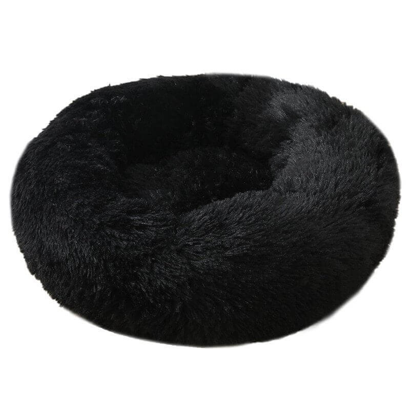 Black donut plush cat/dog bed.