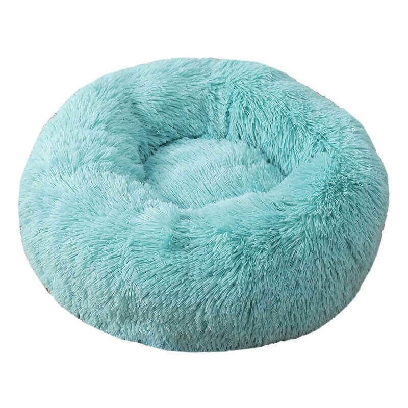 Blue donut plush cat/dog bed.