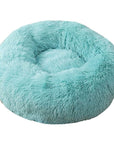 Blue donut plush cat/dog bed.