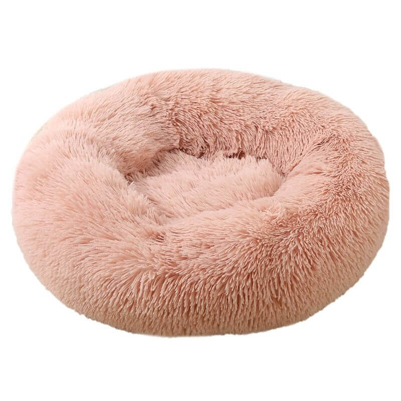 Blush donut plush cat/dog bed.