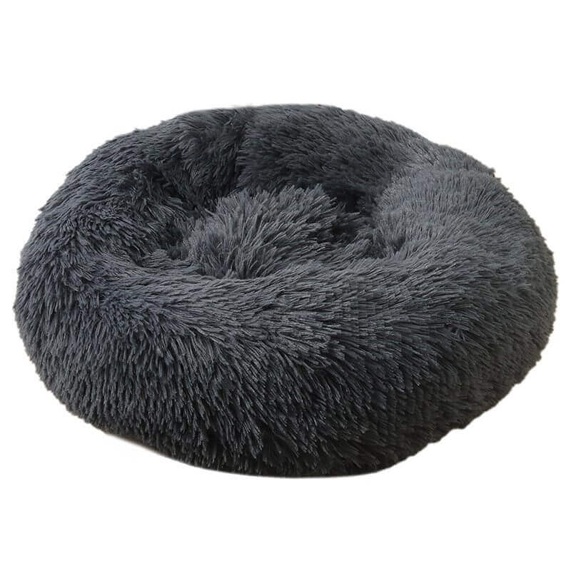 Charcoal donut plush cat/dog bed.