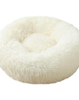 Cream donut plush cat/dog bed.