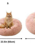 Plush donut cat/dog bed measurements (size chart).