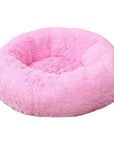 Pink donut plush cat/dog bed.