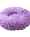 Purple donut plush cat/dog bed.