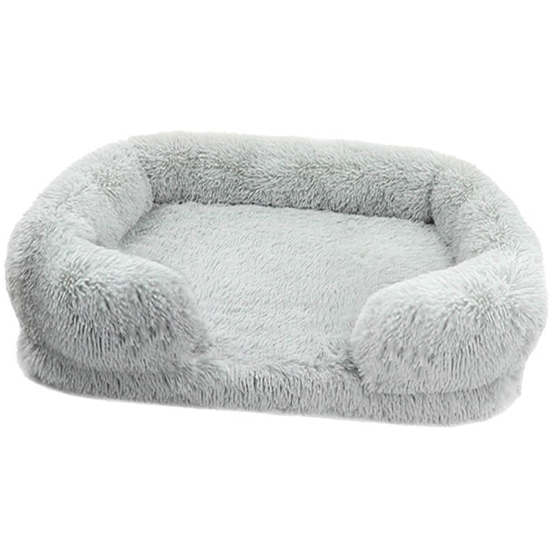 Plush gray daydreamer deep sleeper cat/dog bed with padded foam interior.