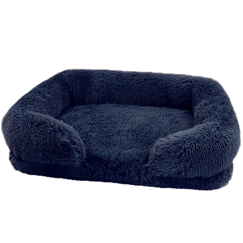 Plush midnight blue daydreamer deep sleeper cat/dog bed with padded foam interior.