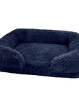 Plush midnight blue daydreamer deep sleeper cat/dog bed with padded foam interior.