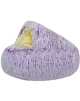 Purple plush nesting cave bed for cats and small dogs (long plush version).