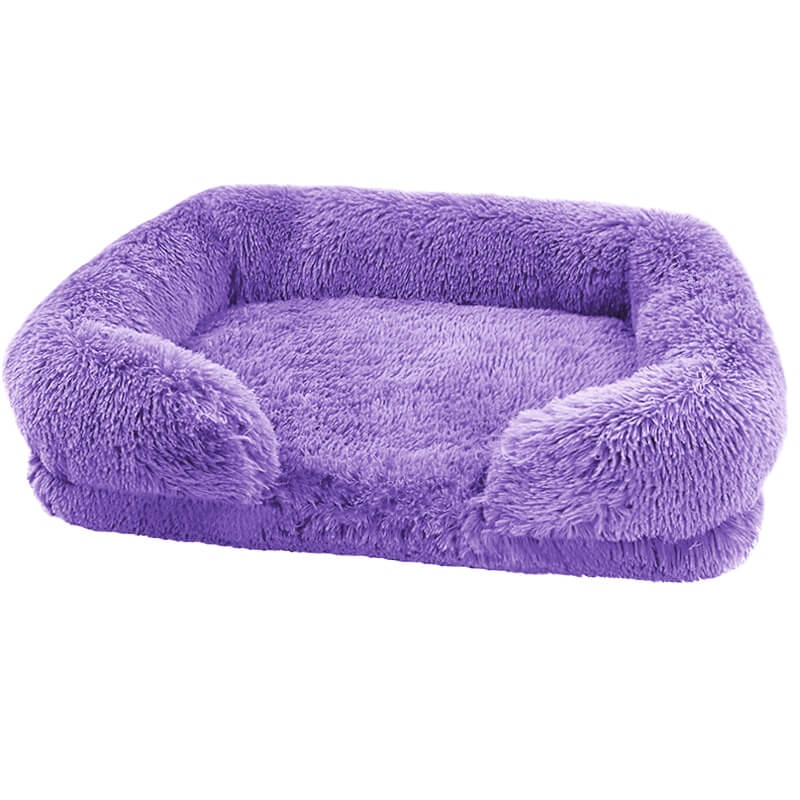 Plush purple daydreamer deep sleeper cat/dog bed with padded foam interior.