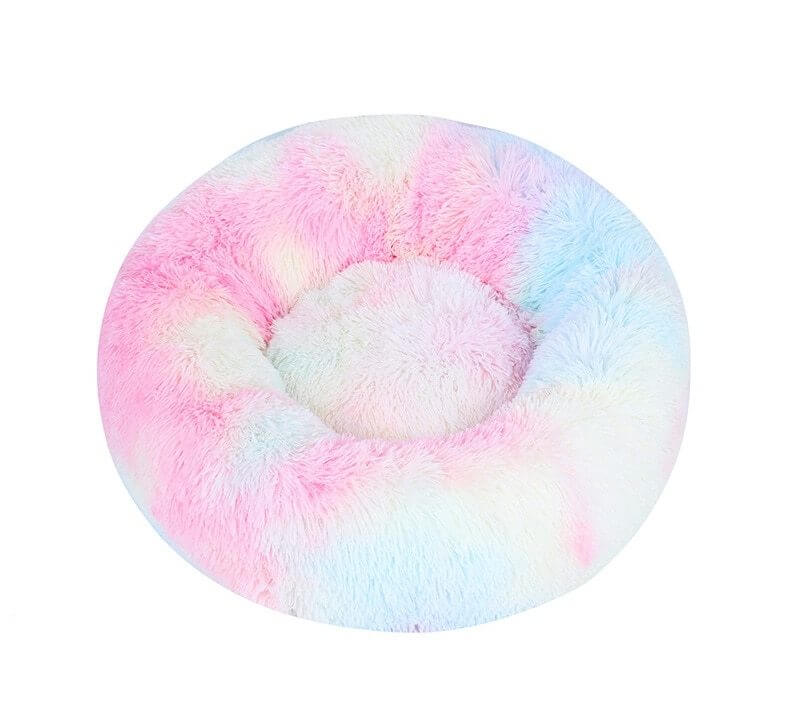Rainbow plush donut cat/dog bed.