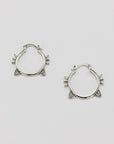 Sterling silver hoop earrings with cat ears and whiskers.
