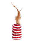 Natural sisal and feather rattle toy.