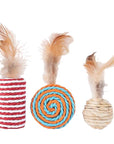 Wooden Sisal & Feather Cat Toy Box Set