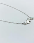 Sterling silver necklace with cat and opal charm.