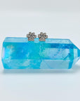 Sterling silver paw earring studs with cubic zirconia gemstones.