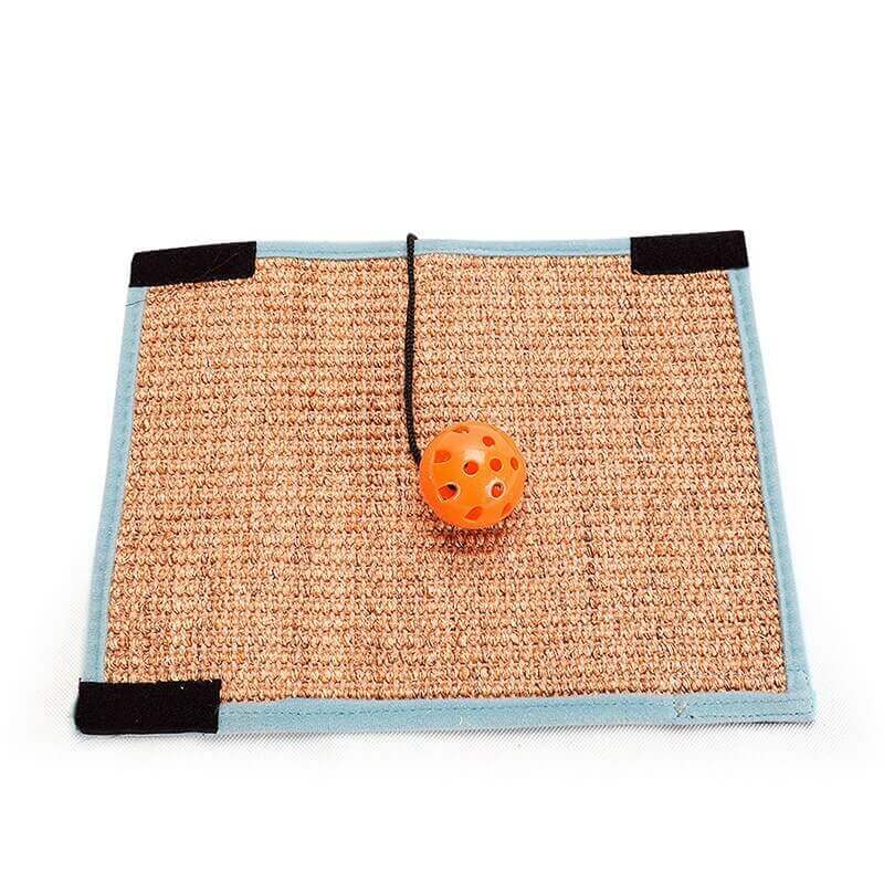 Portable cat scratching mat and furniture protector (tan sisal).